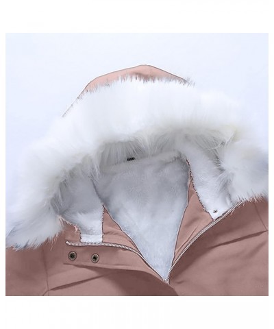 Winter Coat for Women Comfy Outerwear with Fur Hood Thickened Sherpa Lined Warm Jackets Mid Length Zipper Jacket 03 Pink $20....