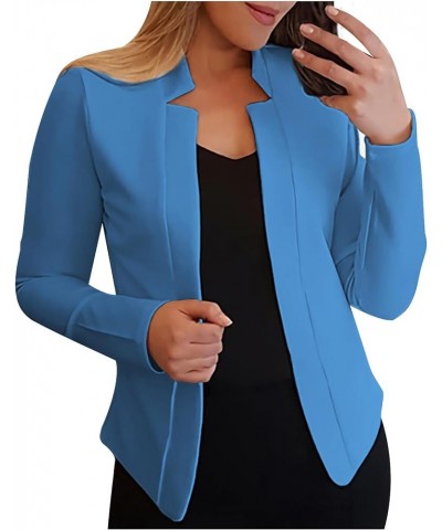 Womens Work Office Blazer Open Front Lightweight Casual Office Suit Jacket Long Sleeve Cardigan Solid Elegant Jackets Blue $2...