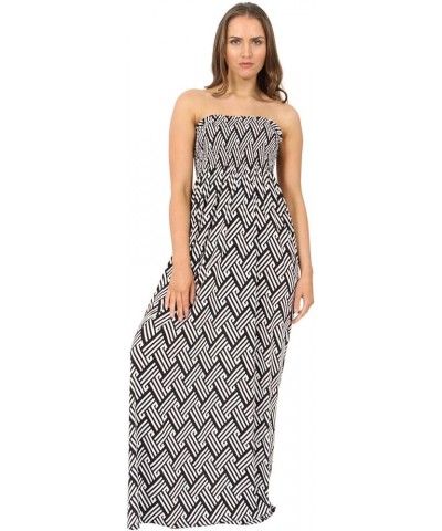 New Ladies Women Printed Long Maxi Dress Easy Bk&wh $8.47 Dresses