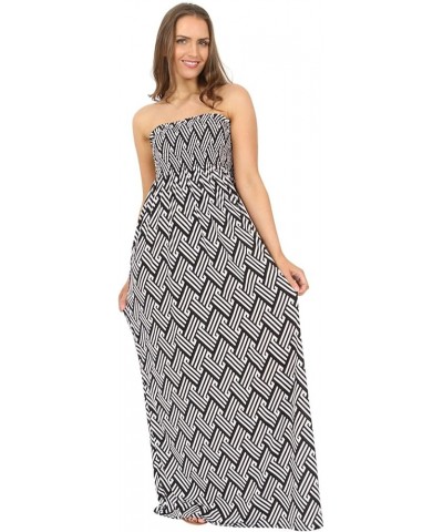 New Ladies Women Printed Long Maxi Dress Easy Bk&wh $8.47 Dresses