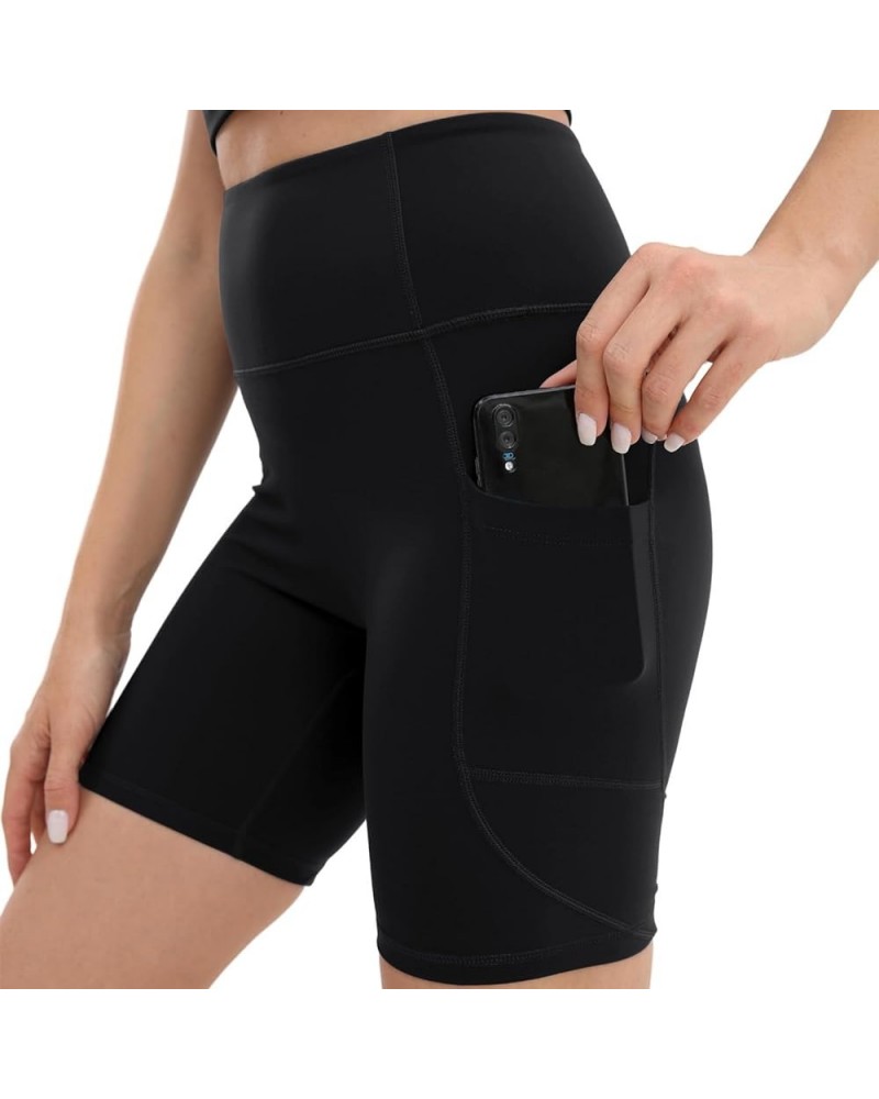 Women's 6" Biker Shorts High Waist Workout Yoga Running Volleyball Spandex Shorts with Pockets Black-6 $9.27 Activewear