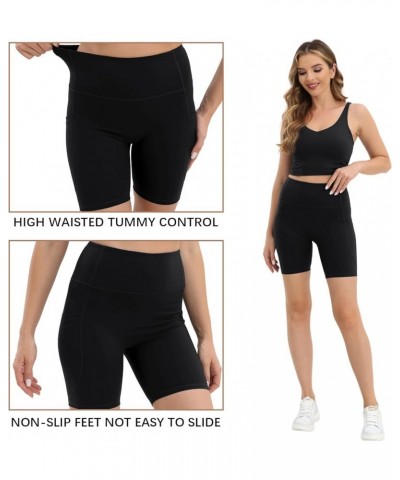 Women's 6" Biker Shorts High Waist Workout Yoga Running Volleyball Spandex Shorts with Pockets Black-6 $9.27 Activewear