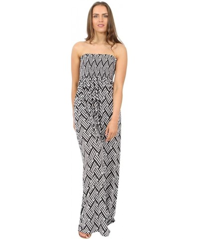 New Ladies Women Printed Long Maxi Dress Easy Bk&wh $8.47 Dresses