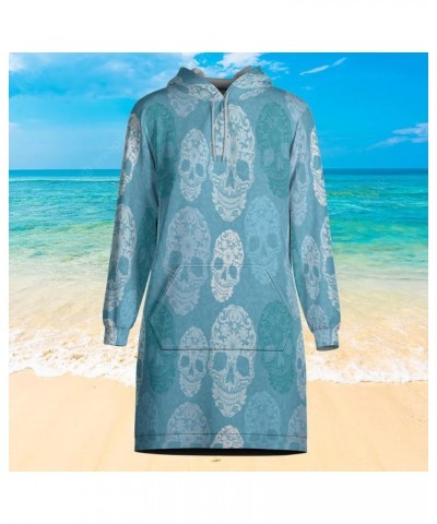 Women's Multicolor All-Over Print Hoodie Dress - 3D Fashion Design, Long Sleeve, Vintage Skull Style 17 $16.45 Dresses