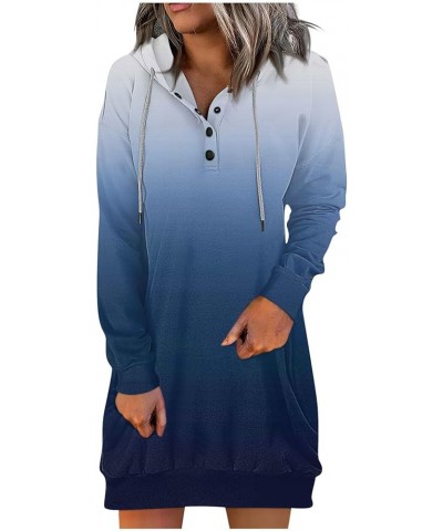 Dresses for Women Casual Hoodie Long Sleeve Drawstring Jumper Vintage Print Dress 2-navy $13.49 Others