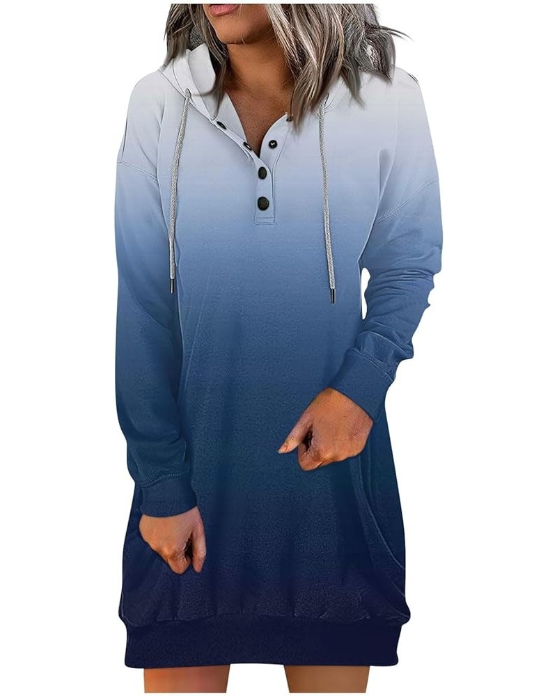 Dresses for Women Casual Hoodie Long Sleeve Drawstring Jumper Vintage Print Dress 2-navy $13.49 Others