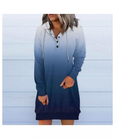 Dresses for Women Casual Hoodie Long Sleeve Drawstring Jumper Vintage Print Dress 2-navy $13.49 Others