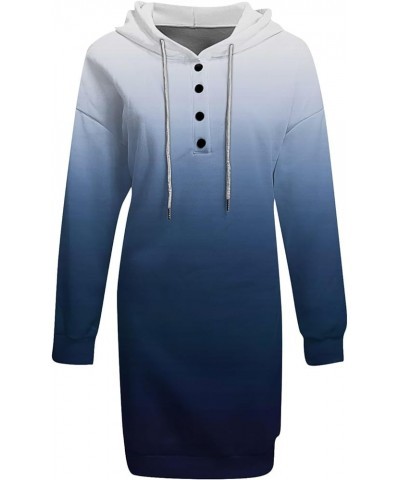 Dresses for Women Casual Hoodie Long Sleeve Drawstring Jumper Vintage Print Dress 2-navy $13.49 Others