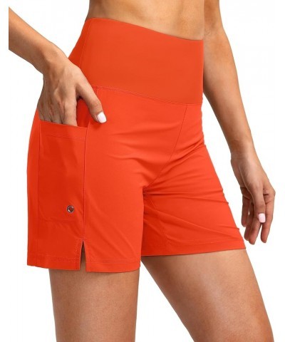 Women's 5" High Waisted Swim Board Shorts with Phone Pockets UPF 50+ Quick Dry Beach Shorts for Women with Liner Orange $18.3...