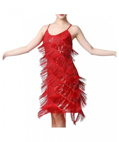 Tassel Party Dresses for Women 2023-Sparkly Sleeveless Mini Sequin Dress Sexy Glitter Wedding Club Party Dress A07_red $20.99...