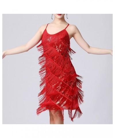 Tassel Party Dresses for Women 2023-Sparkly Sleeveless Mini Sequin Dress Sexy Glitter Wedding Club Party Dress A07_red $20.99...