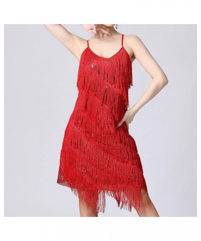 Tassel Party Dresses for Women 2023-Sparkly Sleeveless Mini Sequin Dress Sexy Glitter Wedding Club Party Dress A07_red $20.99...