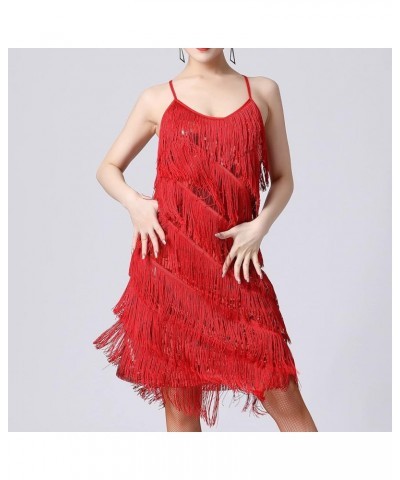 Tassel Party Dresses for Women 2023-Sparkly Sleeveless Mini Sequin Dress Sexy Glitter Wedding Club Party Dress A07_red $20.99...