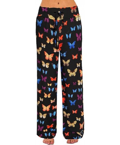 Women's Comfy Pajama Pants Casual Lounge Pant Wide Leg Palazzo Stretch Drawstring Bottoms 16 Butterfly $12.09 Sleep & Lounge