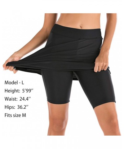 Women's Athletic Swim Skirts with Briefs High Waisted Skirt Sun Protection Swim Skirt Capris UPF 50+ Skirted Skorts Black $19...