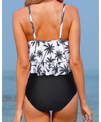 Tankini Swimsuits for Women Two Piece Bathing Suits Ruffle Tops with High Waisted Bottoms Bikini Sets for Teen Girls Palm $19...