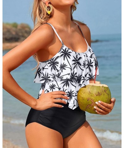 Tankini Swimsuits for Women Two Piece Bathing Suits Ruffle Tops with High Waisted Bottoms Bikini Sets for Teen Girls Palm $19...