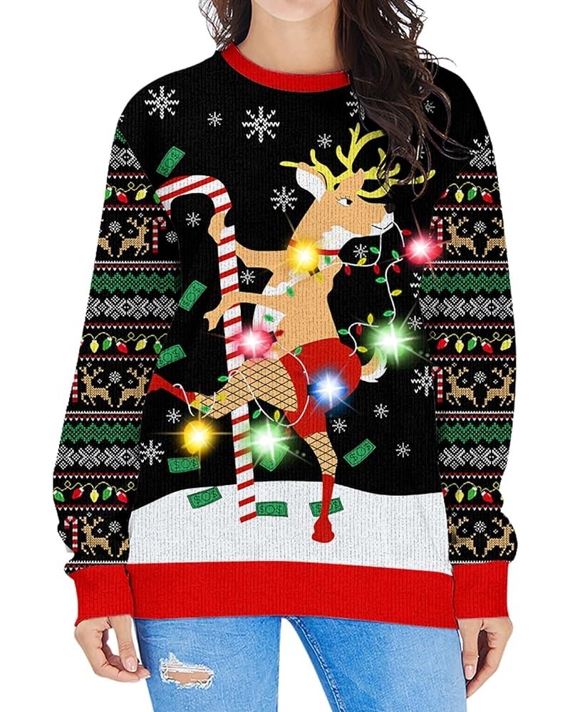 Women LED Light Up Ugly Christmas Sweater Snowflake Reindeer Xmas Sweater Built-in Light Bulbs Knitted Pullover Reindeer $18....