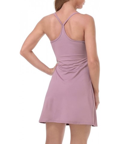 Womens Exercise Workout Dress with Built-in Shorts Sleeveless Athletic Dresses for Golf Tennis Mauve $12.53 Activewear