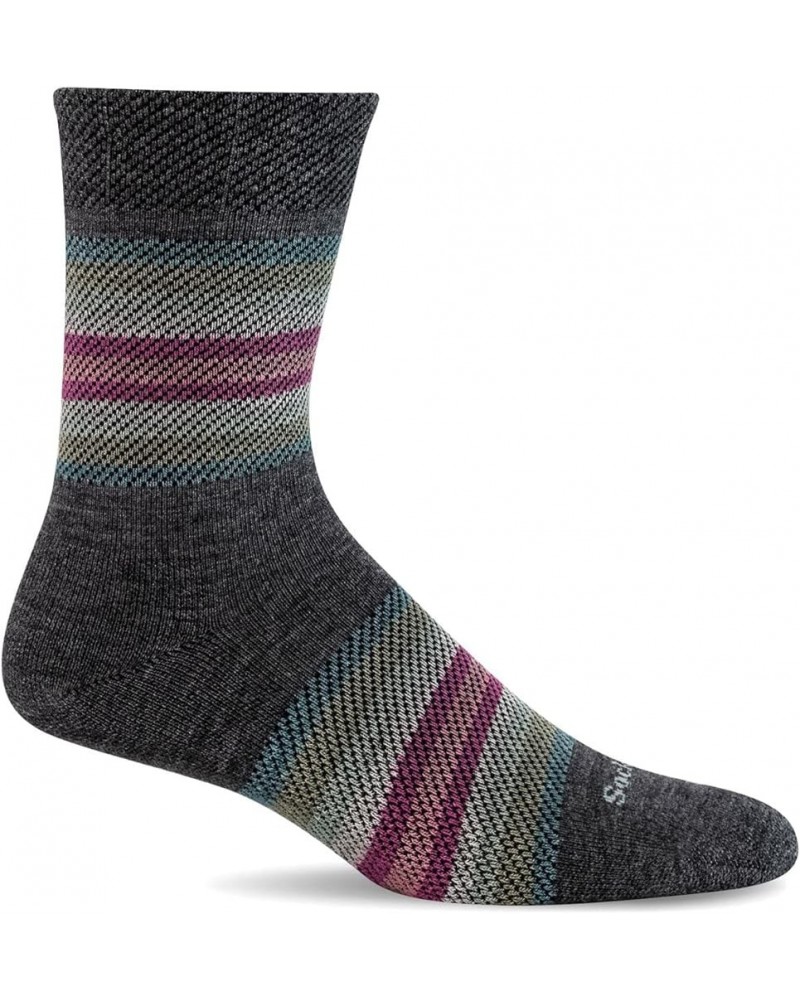 Women's Herringbone Tweed Crew Sock Blanket Twill Charcoal $10.97 Activewear