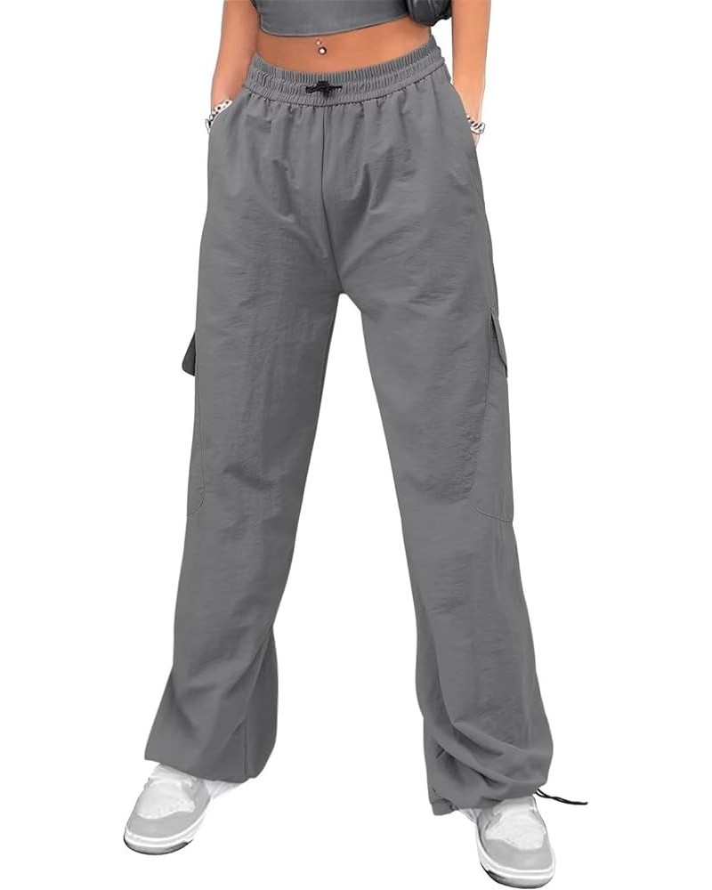 Parachute Pants for Women Cargo Pants Womens Baggy Low Waist Y2K Pants with Pockets Relaxed Jogger Grey-2 $15.05 Pants