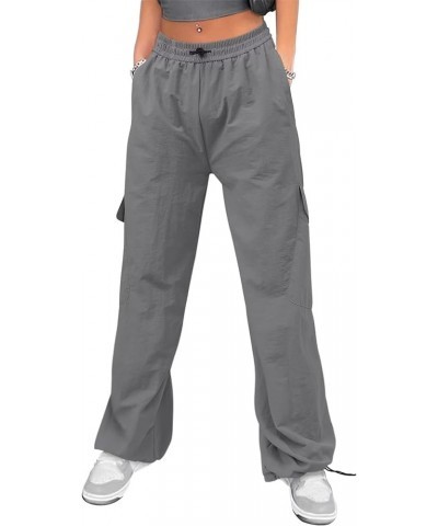 Parachute Pants for Women Cargo Pants Womens Baggy Low Waist Y2K Pants with Pockets Relaxed Jogger Grey-2 $15.05 Pants