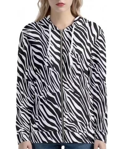 Women's Hoodies Long Sleeves Sweatshirts with Pockets Drawstring Fall Coat Loose Fit Zebra $13.44 Hoodies & Sweatshirts