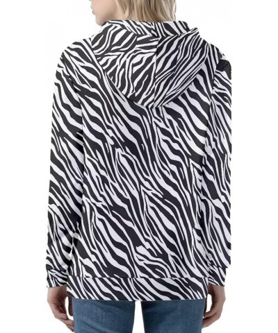 Women's Hoodies Long Sleeves Sweatshirts with Pockets Drawstring Fall Coat Loose Fit Zebra $13.44 Hoodies & Sweatshirts