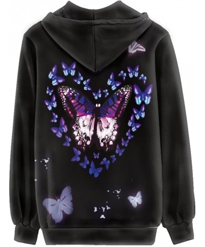 Zipper Hoodies for Women Oversized Athletic Fall Cardigan Plus Size Heart Butterfly $17.94 Sweaters