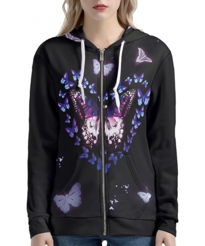 Zipper Hoodies for Women Oversized Athletic Fall Cardigan Plus Size Heart Butterfly $17.94 Sweaters