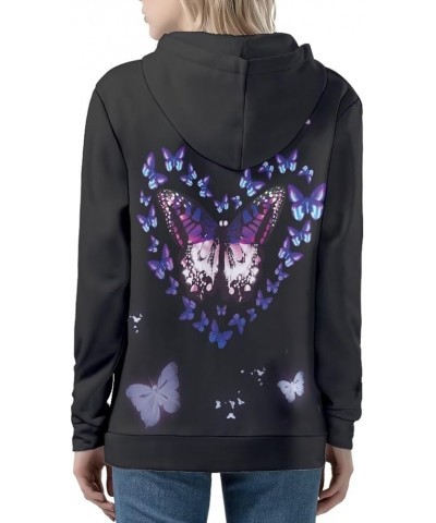 Zipper Hoodies for Women Oversized Athletic Fall Cardigan Plus Size Heart Butterfly $17.94 Sweaters