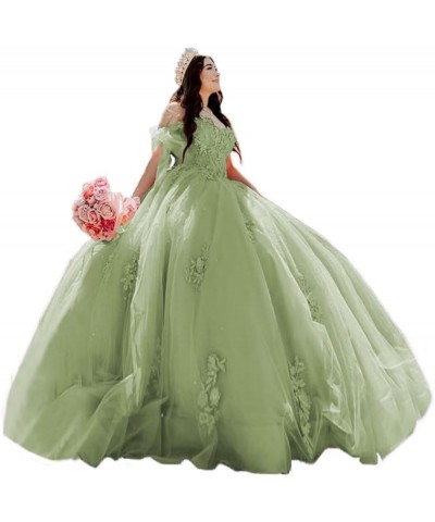 Gorgeous Off Shoulder Quinceanera Dresses Ball Gown Puffy 2023 Lace Prom Dresses Sweet 15 16 Birthday Dresses XXF031 Sage $44...