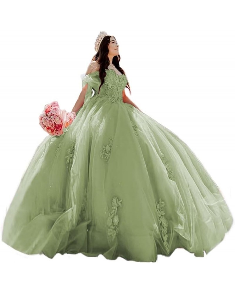 Gorgeous Off Shoulder Quinceanera Dresses Ball Gown Puffy 2023 Lace Prom Dresses Sweet 15 16 Birthday Dresses XXF031 Sage $44...