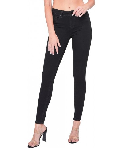 Women's Juniors Mid-Rise Wannabettabutt Recycled Fibers Skinny Jeans Black $17.82 Jeans