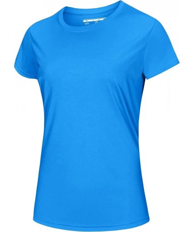 Women's Short Sleeve T-Shirts UPF 50+ Sun Protection Quick Dry Athletic Running Workout Rash Guard Tops Azure $9.83 Activewear