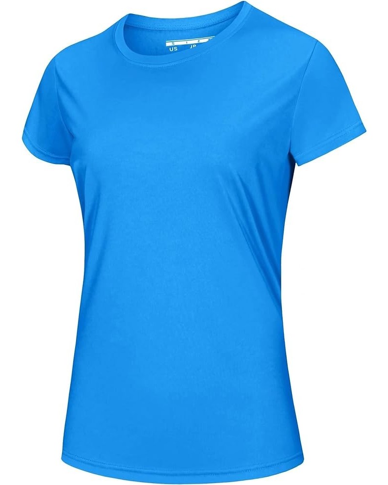 Women's Short Sleeve T-Shirts UPF 50+ Sun Protection Quick Dry Athletic Running Workout Rash Guard Tops Azure $9.83 Activewear