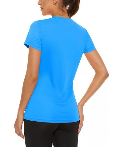 Women's Short Sleeve T-Shirts UPF 50+ Sun Protection Quick Dry Athletic Running Workout Rash Guard Tops Azure $9.83 Activewear