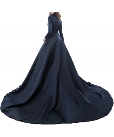 Long Sleeves Sexy Deep V Neck Beaded Lace Train Dresses Formal Evening Gowns Party Dresses with Pockets Royalblue $48.75 Dresses