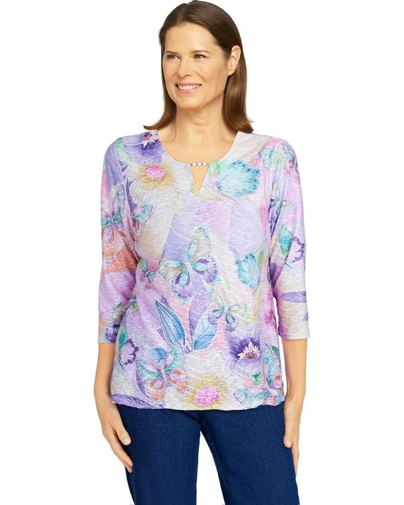 Classic Polyester Floral 3/4 Sleeve Top Standard Multi $30.74 Blouses