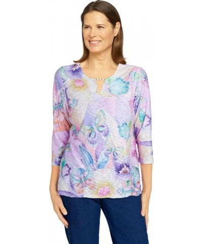 Classic Polyester Floral 3/4 Sleeve Top Standard Multi $30.74 Blouses