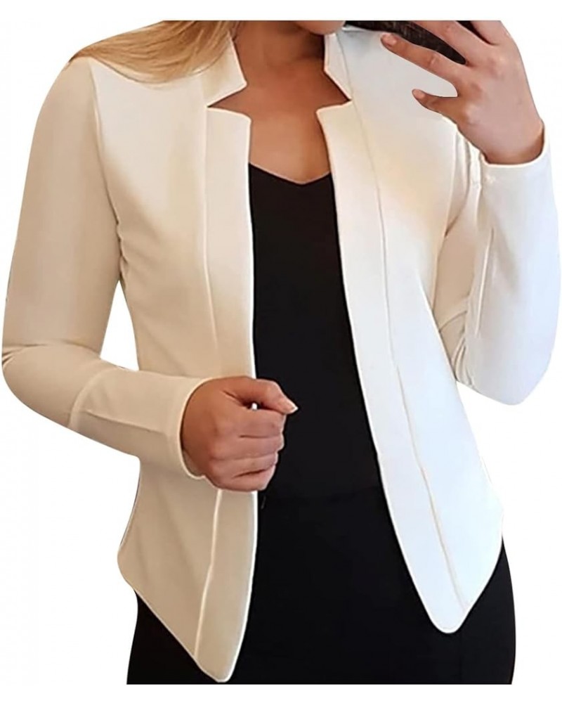 Womens Open Front Blazer Jacket Dressy Casual Work Business Suit Blazers Solid Long Sleeve Basic Cardigan Outfits 03-white $4...