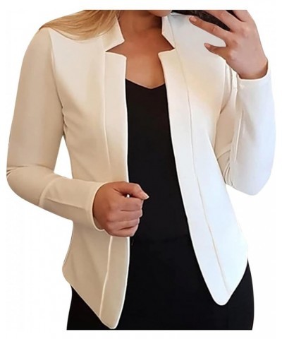 Womens Open Front Blazer Jacket Dressy Casual Work Business Suit Blazers Solid Long Sleeve Basic Cardigan Outfits 03-white $4...