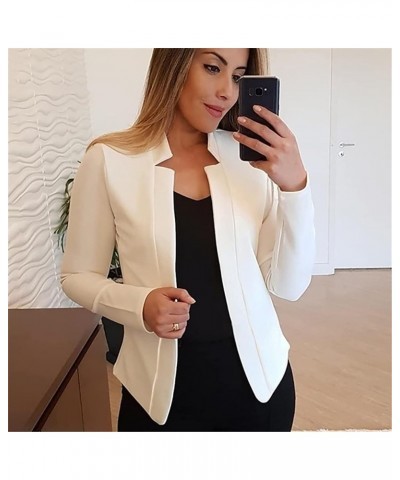 Womens Open Front Blazer Jacket Dressy Casual Work Business Suit Blazers Solid Long Sleeve Basic Cardigan Outfits 03-white $4...