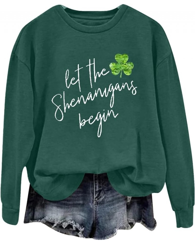 St Patricks Day Shirts for Women Graphic Long Sleeve Tops Casual Irish Shamrock Green Crewneck Sweatshirts Trendy Outfits Z31...