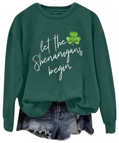 St Patricks Day Shirts for Women Graphic Long Sleeve Tops Casual Irish Shamrock Green Crewneck Sweatshirts Trendy Outfits Z31...