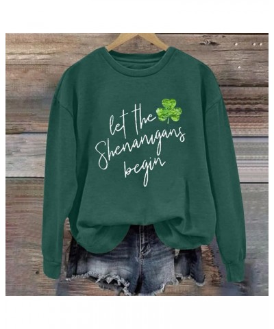 St Patricks Day Shirts for Women Graphic Long Sleeve Tops Casual Irish Shamrock Green Crewneck Sweatshirts Trendy Outfits Z31...