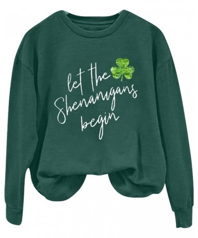 St Patricks Day Shirts for Women Graphic Long Sleeve Tops Casual Irish Shamrock Green Crewneck Sweatshirts Trendy Outfits Z31...