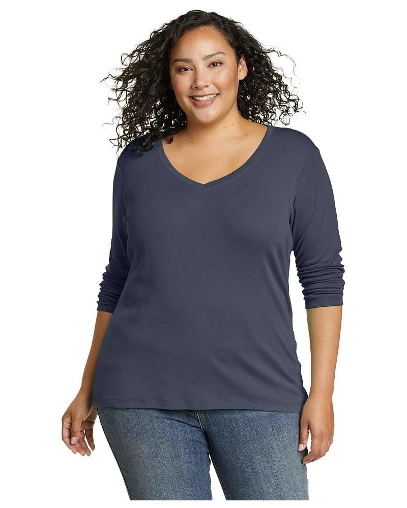 Women's Favorite Long-Sleeve V-Neck T-Shirt Plus Htr Indigo $14.40 T-Shirts