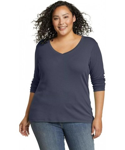 Women's Favorite Long-Sleeve V-Neck T-Shirt Plus Htr Indigo $14.40 T-Shirts