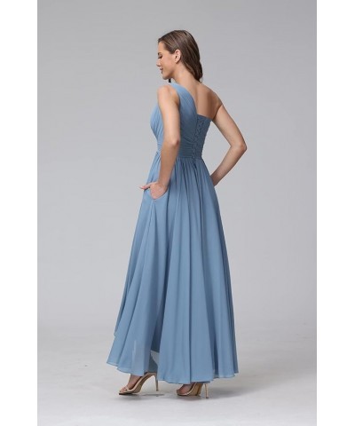 Women's One Shoulder Bridesmaid Dresses High Low Chiffon Formal Party Gowns with Pockets SE051 Dusty Sage $31.61 Dresses